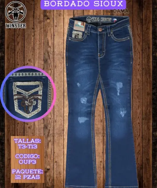 Pantalón Bordado Sioux