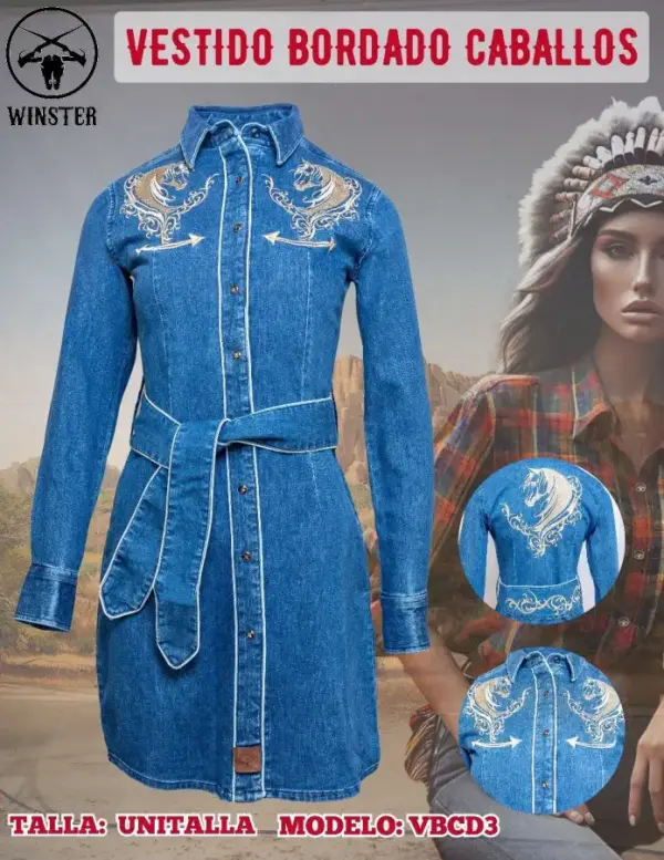Vestido Bordado Caballos