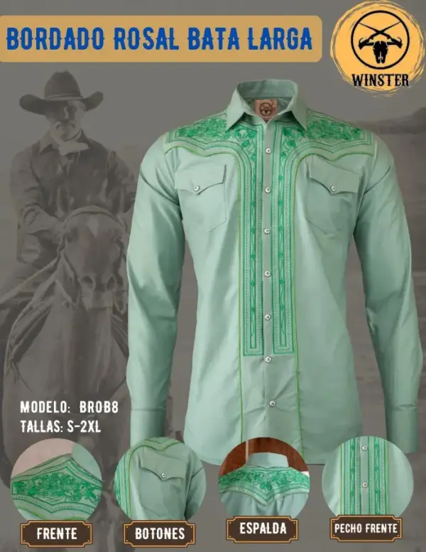Camisa Bordado Rosal Bata Larga - Image 5