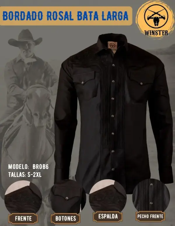 Camisa Bordado Rosal Bata Larga - Image 3