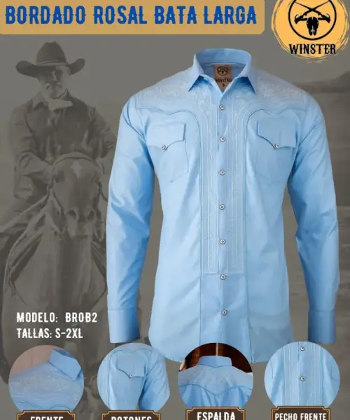 Camisa Bordado Rosal Bata Larga