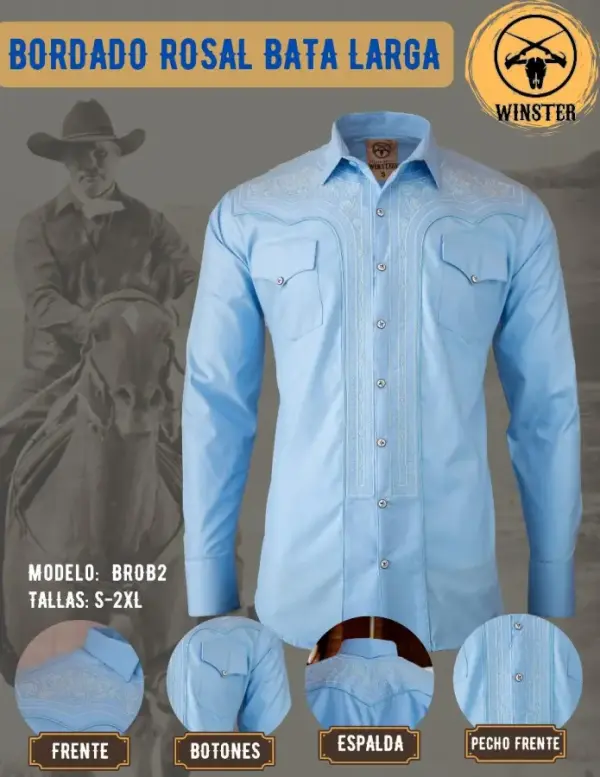 Camisa Bordado Rosal Bata Larga