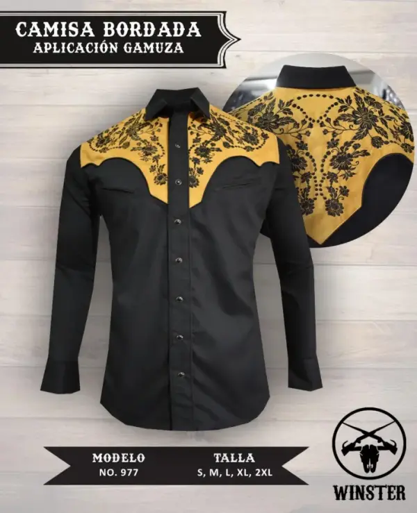 Camisa Bordada Aplicación Gamuza